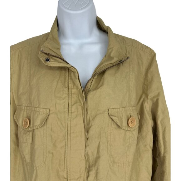 Talbots Crinkle Cotton Long Sleeve Full Zip & Snap Jacket Size 16 - Picture 2 of 9